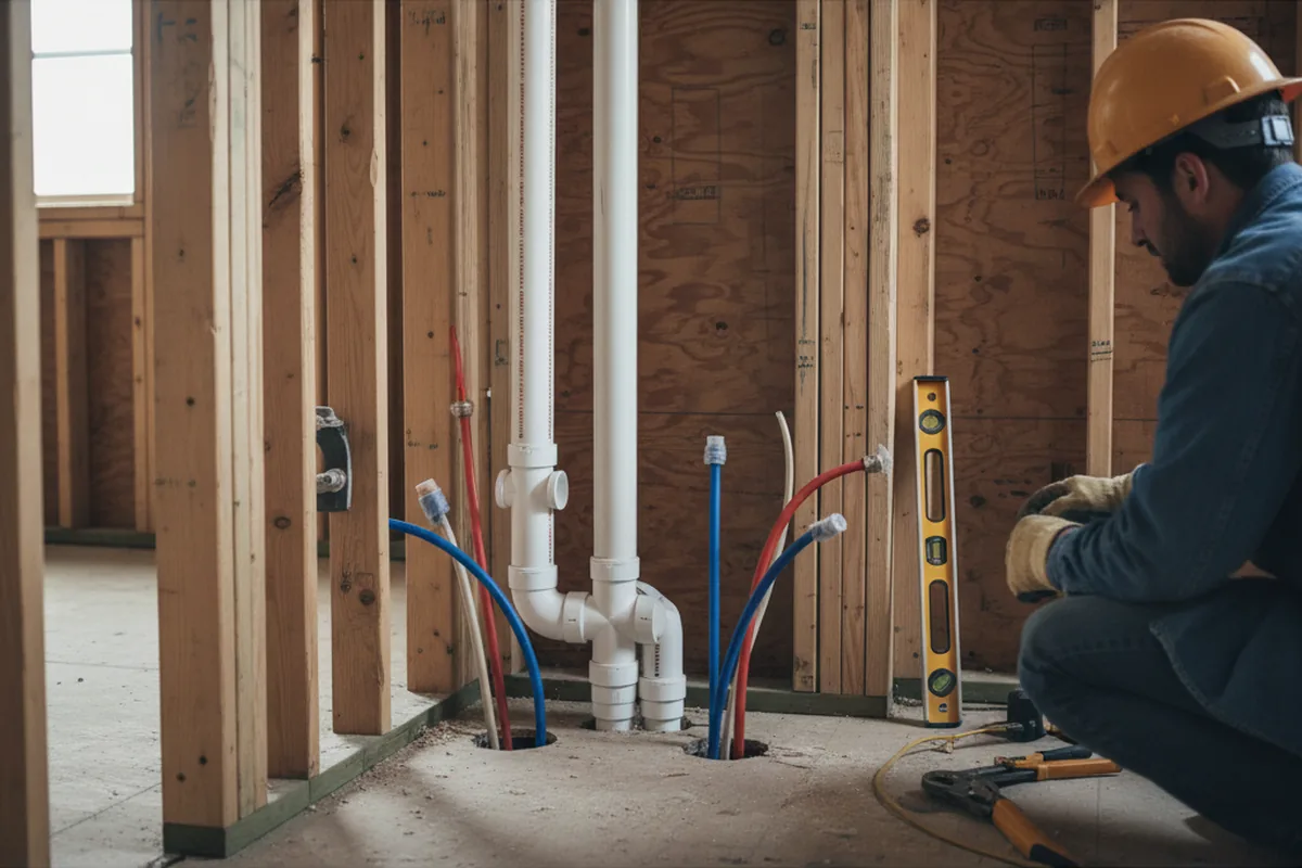Drain and supply rough-in during Drain Cleaning in North Bend