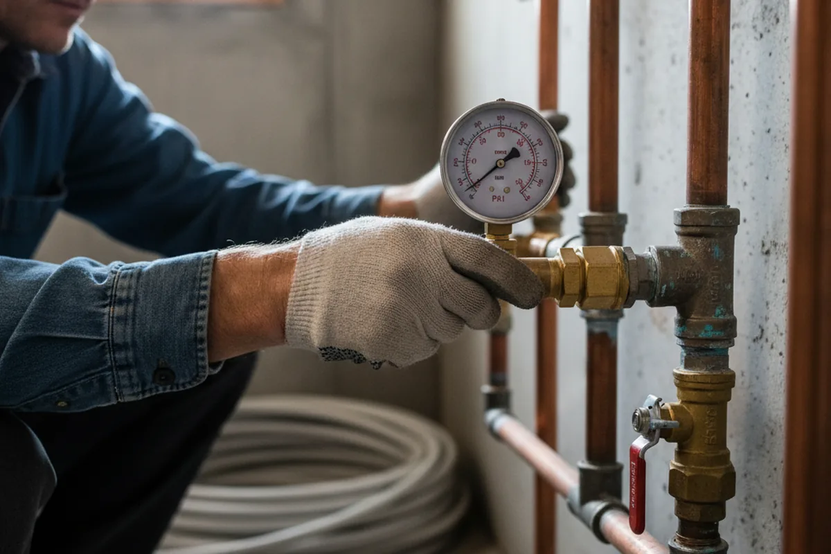 Pressure testing a repaired line during Water Line Repair in North Bend